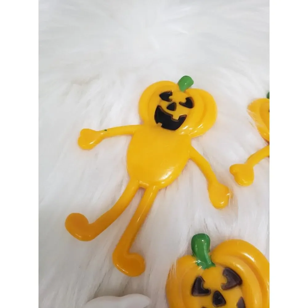 Vintage Bendy Rubber Figure Toy‎ Bendable Halloween Pumpkin Ghost Black Cat Lot